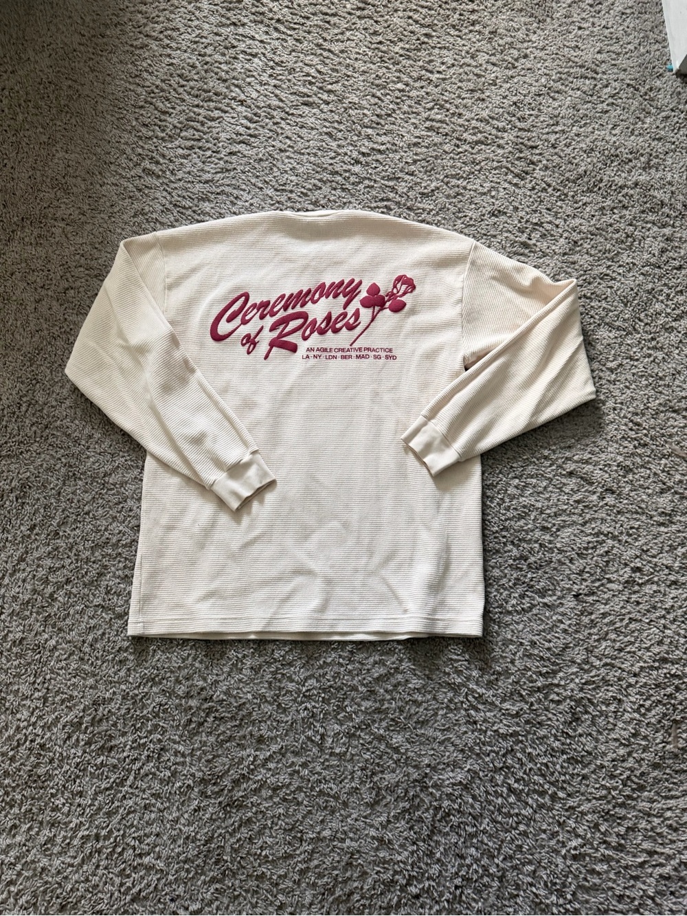 Cream Ribbed Crewneck Sweater - Picture 4 of 5